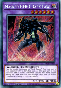 Masked HERO Dark Law RA01-EN025 Secret Rare 1st Edition Yugioh - Image 1