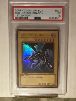 YuGiOh - Red Eyes B. Dragon 1st Edition SDJ-001 PSA 5 Regrade - Image 1
