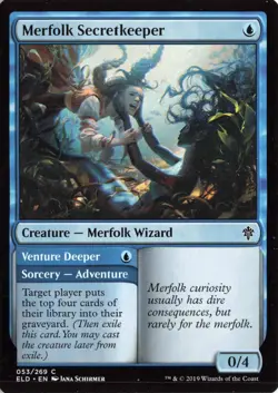 Merfolk Secretkeeper Throne of Eldraine NM MTG Magic Card - Image 1