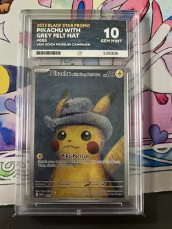 Pikachu With Grey Felt Hat | Van Gogh Museum Promo | Perfect Ace 10 Subgrades - Image 1