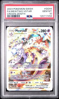 PSA 10 Mewtwo VSTAR GG44/GG70 Alt Art Crown Zenith Pokemon Card - Image 1