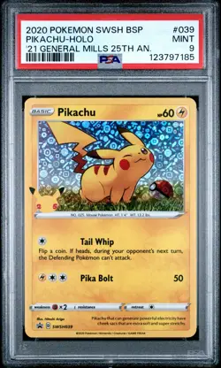 2020 POKEMON SWSH BLACK STAR PROMO #039 PIKACHU-HOLO PSA 9 - Image 1