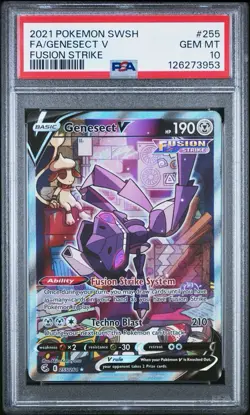 PSA 10 2021 POKEMON SWORD & SHIELD FUSION STRIKE #255 GENESECT V ALT ART GEM 💎 - Image 1