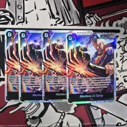 4 x Monkey D Garp OP11-095 SR Fist of Divine Speed ONE PIECE CARD GAME English - Image 1