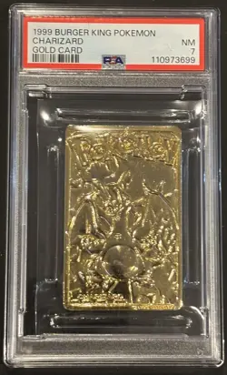 1999 BURGER KING POKEMON GOLD CARDS CHARIZARD PSA 7 - Image 1