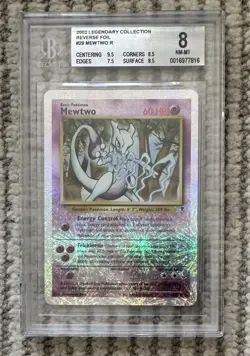 2002 Pokemon Legendary Collection#29 Reverse Foil Mewtwo BGS 8 Rev Holo - Image 5