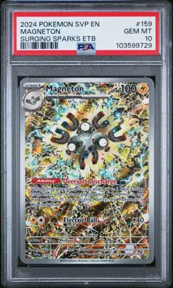 2024 Pokemon SVP EN-SV Surging Sparks ETB Black Star Promo #159 Magneton PSA 10 - Image 1