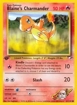 Pokemon 1st First Edition Blaine's Charmander #61 61/132 Gym Heroes New TCG Card - Image 1