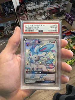 2019 Pokemon S&M Hidden Fates Sylveon GX Full Art Shiny Holo PSA 10 Gem Mint - Image 1