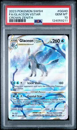 2023 POKEMON SWORD & SHIELD CROWN ZENITH #GG40 FULL ART/GLACEON VSTAR PSA 10 - Image 1