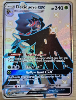 Decidueye GX SV47/SV94 Hidden Fates Ultra Rare Shiny Vault Pokemon Card - Image 2