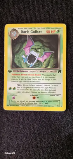 🔥Swirl 🌀 1st Edition Dark Golbat 7/82🔥 Rare Holo Pokemon Card Vintage LP - Image 1