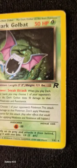 🔥Swirl 🌀 1st Edition Dark Golbat 7/82🔥 Rare Holo Pokemon Card Vintage LP - Image 2