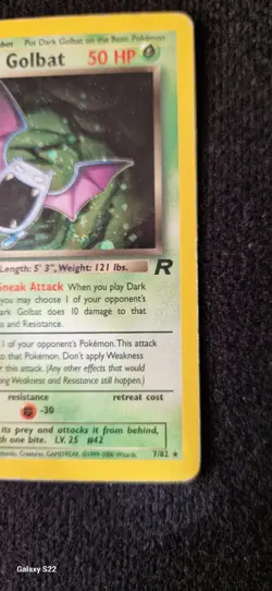 🔥Swirl 🌀 1st Edition Dark Golbat 7/82🔥 Rare Holo Pokemon Card Vintage LP - Image 5