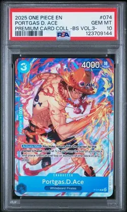 Portgas D. Ace P-074 - One Piece Premium Card Collection Vol. 3 - PSA 10 - Image 1