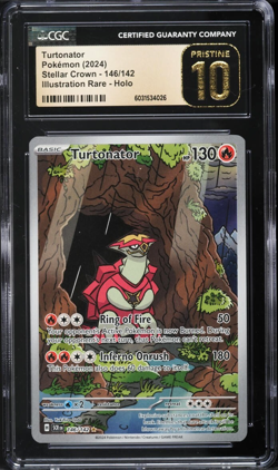 CGC Pristine 10 Turtonator Illustration Rare Stellar Crown 2024 Pokemon #146 - Image 1