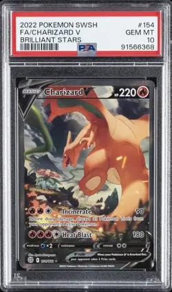 2022 POKEMON SWORD & SHIELD BRILLIANT STARS #154 FULL ART/CHARIZARD V PSA 10 - Image 1