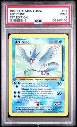 1999 POKEMON FOSSIL 1ST ED #17 ARTICUNO PSA 9 - Image 1