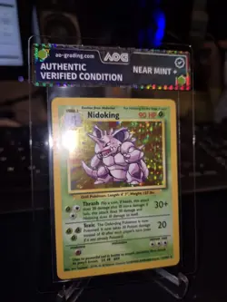 Pokemon Karte Nidoking Holo Base Set 1999-2000 4th Print aog pre grade nm+ - Image 1