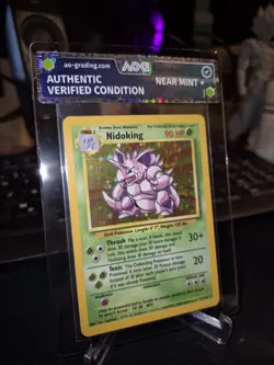 Pokemon Karte Nidoking Holo Base Set 1999-2000 4th Print aog pre grade nm+ - Image 2