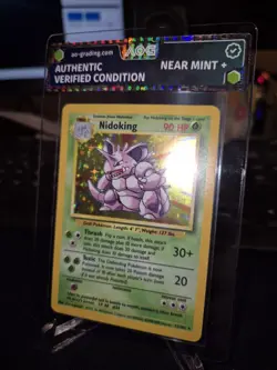 Pokemon Karte Nidoking Holo Base Set 1999-2000 4th Print aog pre grade nm+ - Image 3