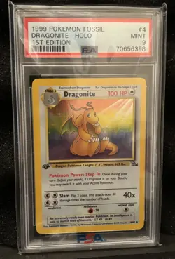 1999 Pokemon Fossil 1st Edition 4/62 Dragonite Holo PSA 9 Mint 398 - Image 2