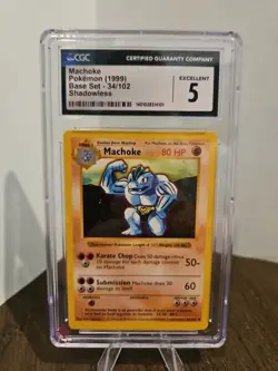 1999 Pokemon - Machoke 034/102 Base Set (Shadowless) Regular Vintage - Image 1