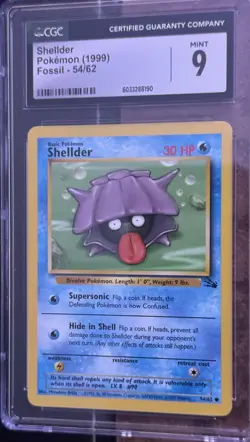 Shellder 1999 Pokemon Fossil Unlimited #54 54/62 CGC 9 Mint - Image 1