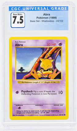 Abra Pokemon (1999) Base Set Shadowless 43/102 CGC 7.5 - Image 1