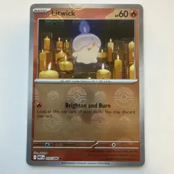 2025 Pokemon TCG Litwick 016 S&V White Flare Poke Ball Reverse Holo Card NM+ - Image 1