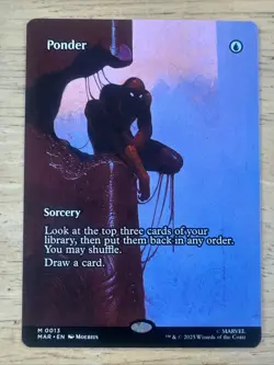 MTG Ponder - 0013 (Borderless) NON FOIL Spider Man MYTHIC - Image 1