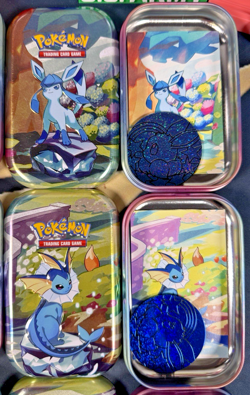 Full Set 8 EMPTY Pokemon PRISMATIC EVOLUTIONS Mini Tins & Eevee Coins (NO PACKS) - Image 3