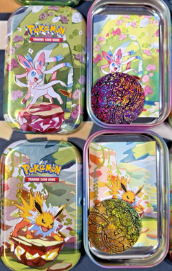 Full Set 8 EMPTY Pokemon PRISMATIC EVOLUTIONS Mini Tins & Eevee Coins (NO PACKS) - Image 5
