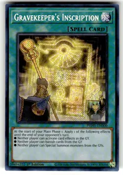 YUGIOH GRAVEKEEPER'S INSCRIPTION PHHY-EN000 SECRET 1ST ED NM - Image 1