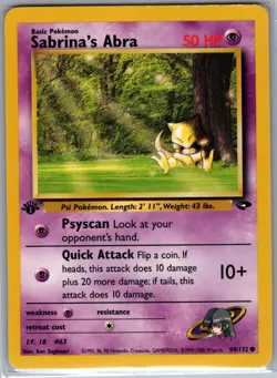 Sabrina's Abra 1st Edition 094/132 Gym Challenge - Pokemon Card - LP - Image 1