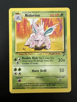 Nidorino 54/130 Base Set 2 2000 Pokemon Card Uncommon NM - Image 1