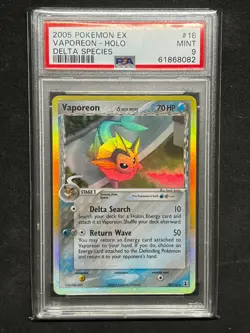 2005 Pokemon EX Delta Species Vaporeon Holo #18 PSA 9 - Rare Vintage Eeveelution - Image 1