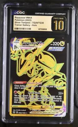 CGC PRISTINE 10 2022 Pokemon Swsh Silver Tempest Full Art/Rayquaza Vmax #TG29 - Image 1