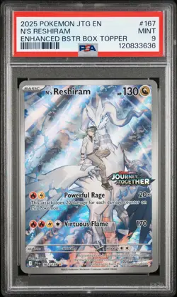 2025 POKEMON JTG EN-JOURNEY TOGETHER #167 N'S RESHIRAM PSA 9 - Image 1