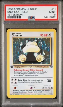 Pokemon Snorlax Jungle 1st Edition Holo Rare #11 PSA 9 Mint - Image 1