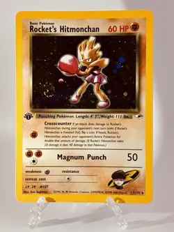Pokemon TCG Rocket’s Hitmonchan 11/132 Holo 1st Edition Gym Heroes WOTC LP Swirl - Image 3