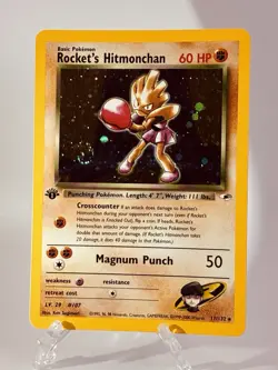 Pokemon TCG Rocket’s Hitmonchan 11/132 Holo 1st Edition Gym Heroes WOTC LP Swirl - Image 4