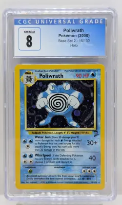 CGC 8 Poliwrath 15/130 Base Set 2 II Holo 2000 Pokemon TCG Card - Image 1