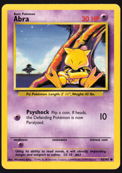 Abra 43/102 Base Set 1999 Pokemon TCG Card LP - Image 1