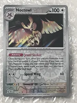 Noctowl Reverse Holo Rare NM - 115/142 - Stellar Crown Pokemon TCG Card - Image 1