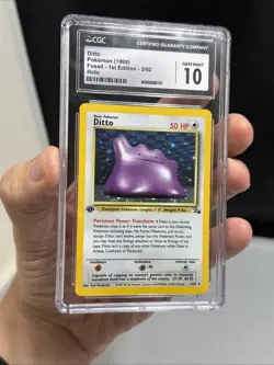 Pokemon TCG Ditto Fossil Holo 3/62 1st Edition Graded CGC 10 Gem Mint - Image 1