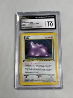 Pokemon TCG Ditto Fossil Holo 3/62 1st Edition Graded CGC 10 Gem Mint - Image 2