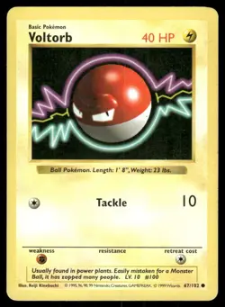 Pokemon Tcg Voltorb [Shadowless] #67 Pokemon Base Set LP - Image 1