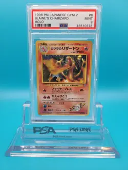1998 Pokemon Gym 2 Japanese Holo: BLAINE'S CHARIZARD #6: PSA 9 - Image 1