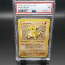 PSA 7 - Pokemon SANDSHREW 62/102 - 1st EDITION Shadowless Grey Stamp - BASE SET - Image 1